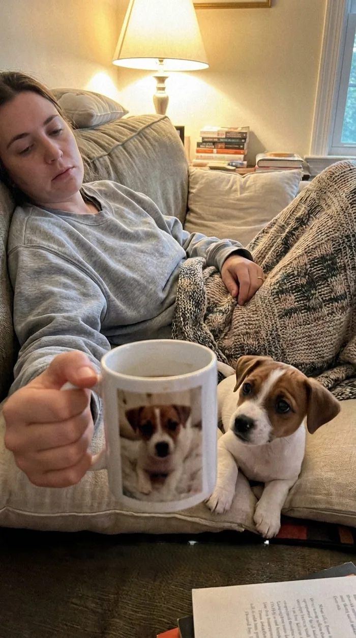 Un mug en céramique au portrait d'un jack russell