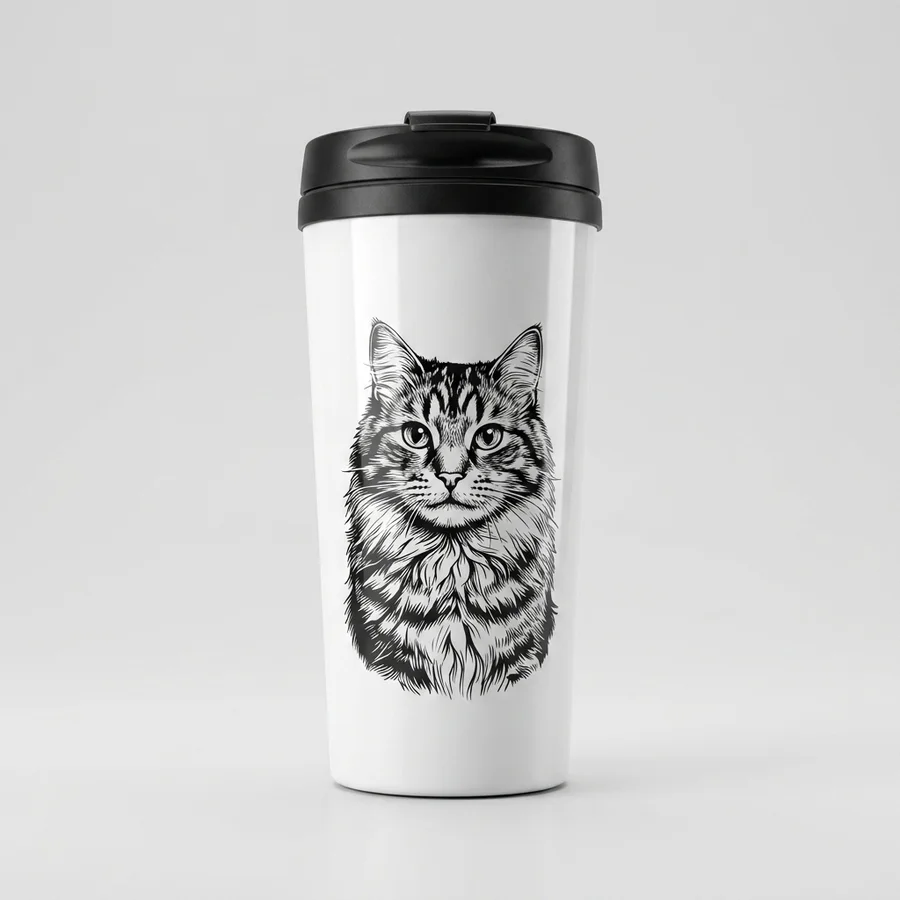 Le portrait sur un mug de voyage