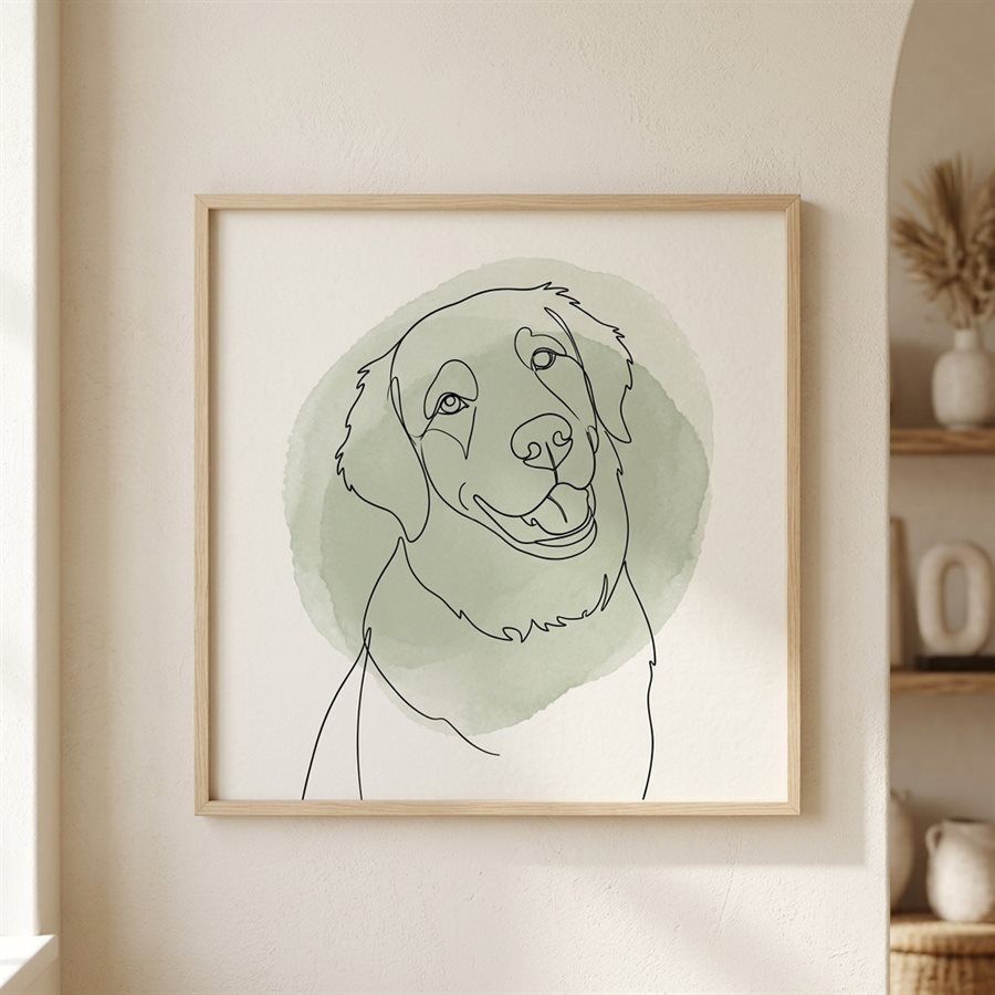 Portrait de chien en line art minimaliste