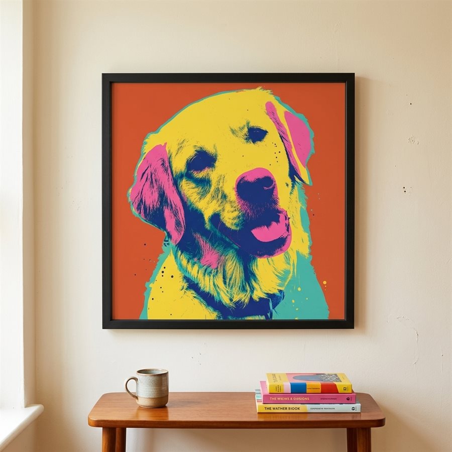 Portrait de chien style pop art aux couleurs vives